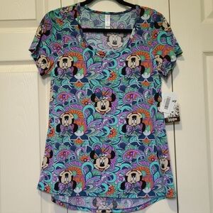 NWT Disney Minnie Mouse Bows Aqua Purple Floral Tessellations LLR Classic T Sz S